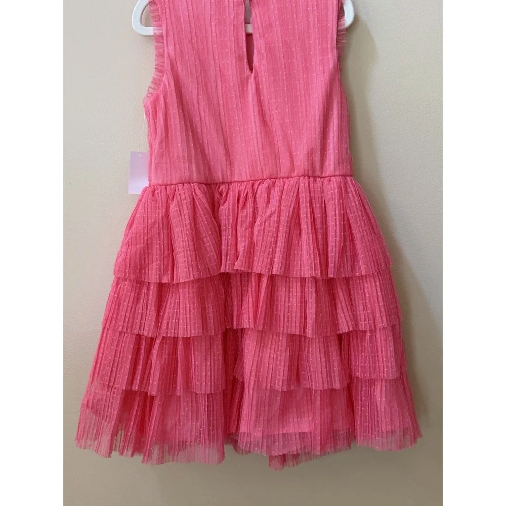 NEW Zenzi Girls Sleeveless Tiered Ruffle Tulle Dress Watermelon Size S (6/7) NWT